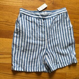 LOFT Blue and White Striped Bermudas
